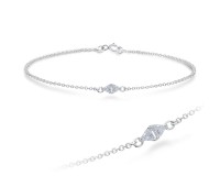 Two Triangle With CZ Stones Silver Bracelet BRS-1098