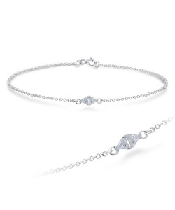 Two Triangle With CZ Stones Silver Bracelet BRS-1098