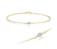 Two Triangle With CZ Stones Silver Bracelet BRS-1098-GP