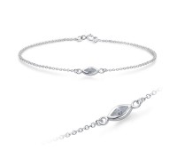 Leaf Shape with CZ Stone Silver Bracelet BRS-1101