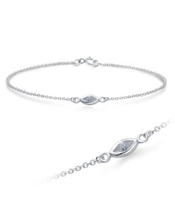 Leaf Shape with CZ Stone Silver Bracelet BRS-1101