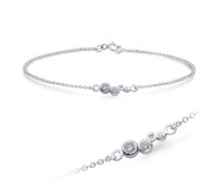 Four Circles with CZ Stone Silver Bracelet BRS-1105