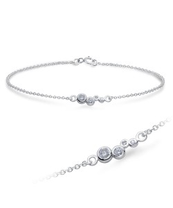 Four Circles with CZ Stone Silver Bracelet BRS-1105