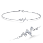 Heart Wave with CZ Stone Silver Bracelet BRS-1111