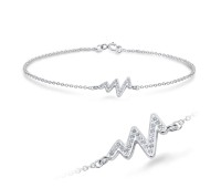 Heart Wave with CZ Stone Silver Bracelet BRS-1111