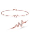 Heart Wave with CZ Stone Silver Bracelet BRS-1111