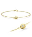 Sunflower with CZ Stone Silver Bracelet BRS-1115