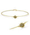 Dahlia Flower with CZ Stone Silver Bracelet BRS-1116