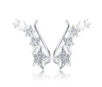 Silver Star Shaped Earrings EL-3573 