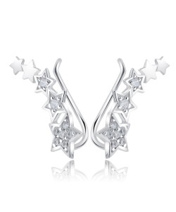 Silver Star Shaped Earrings EL-3573 