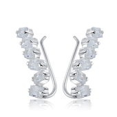 Silver Rectangle with CZ Stone Earrings EL-3578
