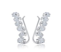 Silver Rectangle with CZ Stone Earrings EL-3578