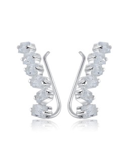 Silver Rectangle with CZ Stone Earrings EL-3578