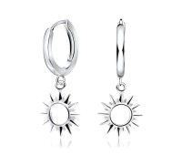 Sunlight Shaped Silver Hoop Earring HO-2053