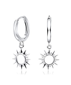 Sunlight Shaped Silver Hoop Earring HO-2053