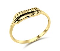 Gold Plated Huge Leaf Silver Ring NSR-541-GP