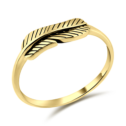 Gold Plated Huge Leaf Silver Ring NSR-541-GP