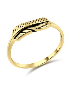 Gold Plated Huge Leaf Silver Ring NSR-541-GP