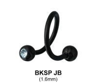 Basic Black Spiral with Crystal Jeweled Ball BKSPJB