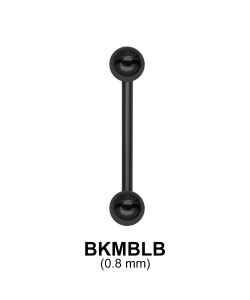 0.8 mm Black Plate Straight Barbell balls with threading 1.0 mm BKMBLB