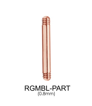 Rose Gold Plated Straight Barbell Part Threading 1.0mm RGMBL-PART - 0.8mm