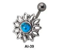 Stone Set Flower Belly Piercing AI-39