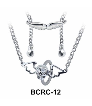 Skull Wings Closure Rings Belly Piercing Chains BCRC-12
