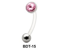 Resplendent Pink Stone Set Belly Piercing BDT-15