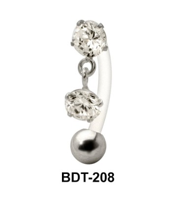 Dual Stone Dangling Belly Piercing BDT-208