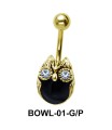Dark Stone Owl Belly Piercing BOWL-01
