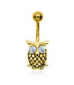Stone Set Owl Belly Piercing BOWL-02