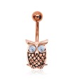 Stone Set Owl Belly Piercing BOWL-02