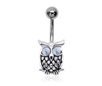 Stone Set Owl Belly Piercing BOWL-02