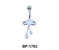 White Quartz Flower with Pearl Belly Piercing BP-1763