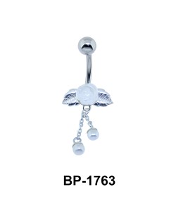White Quartz Flower with Pearl Belly Piercing BP-1763