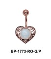 Heart Shaped with White Moonstone Belly Piercing BP-1773