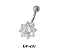 Flower fashioned Belly CZ Crystal BP-207
