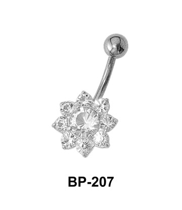 Flower fashioned Belly CZ Crystal BP-207