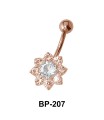 Flower fashioned Belly CZ Crystal BP-207