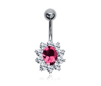 Flower with Stones Belly Piercing BP-215