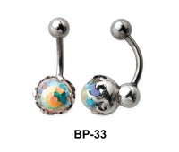 Stone Set in Fire Belly Piercing BP-33
