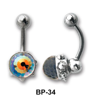Bezel Set Stone Belly Piercing BP-34