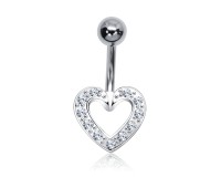 Stone Set Heart Belly Piercing BP-572