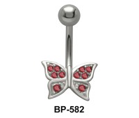 Stone Encrusted Butterfly Belly Piercing BP-582