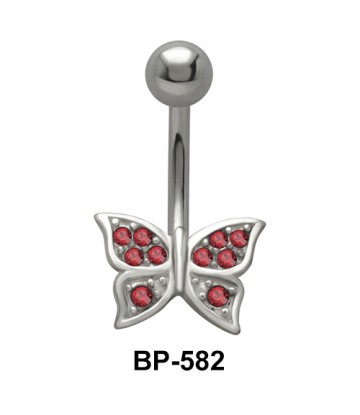 Stone Encrusted Butterfly Belly Piercing BP-582