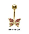 Stone Encrusted Butterfly Belly Piercing BP-582