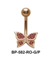 Stone Encrusted Butterfly Belly Piercing BP-582
