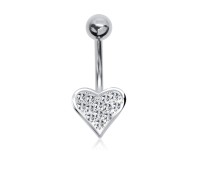 Stone Studded Heart Belly Piercing BP-585