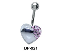 Stone Studded Heart Belly Piercing BP-921