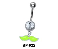 Fluorescent Green Mustache Belly Piercing BP-922